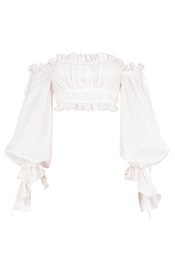 <div>Chic Helivienne - Elegante Blusa Bianca Off-Shoulder</div>