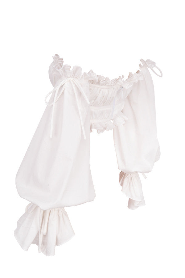 <div>Chic Helivienne - Elegante Blusa Bianca Off-Shoulder</div>