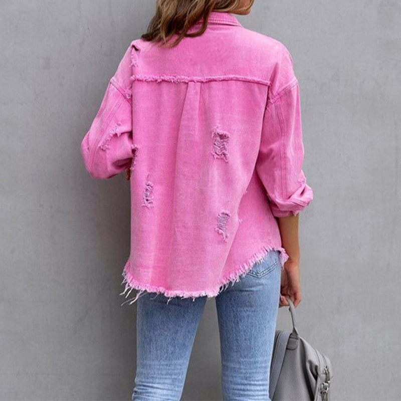 Micola™ - Camicia di Jeans Strappata a Maniche Lunghe