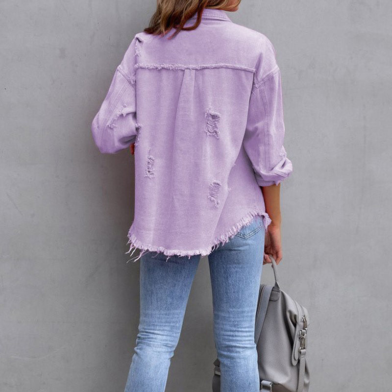Micola™ - Camicia di Jeans Strappata a Maniche Lunghe