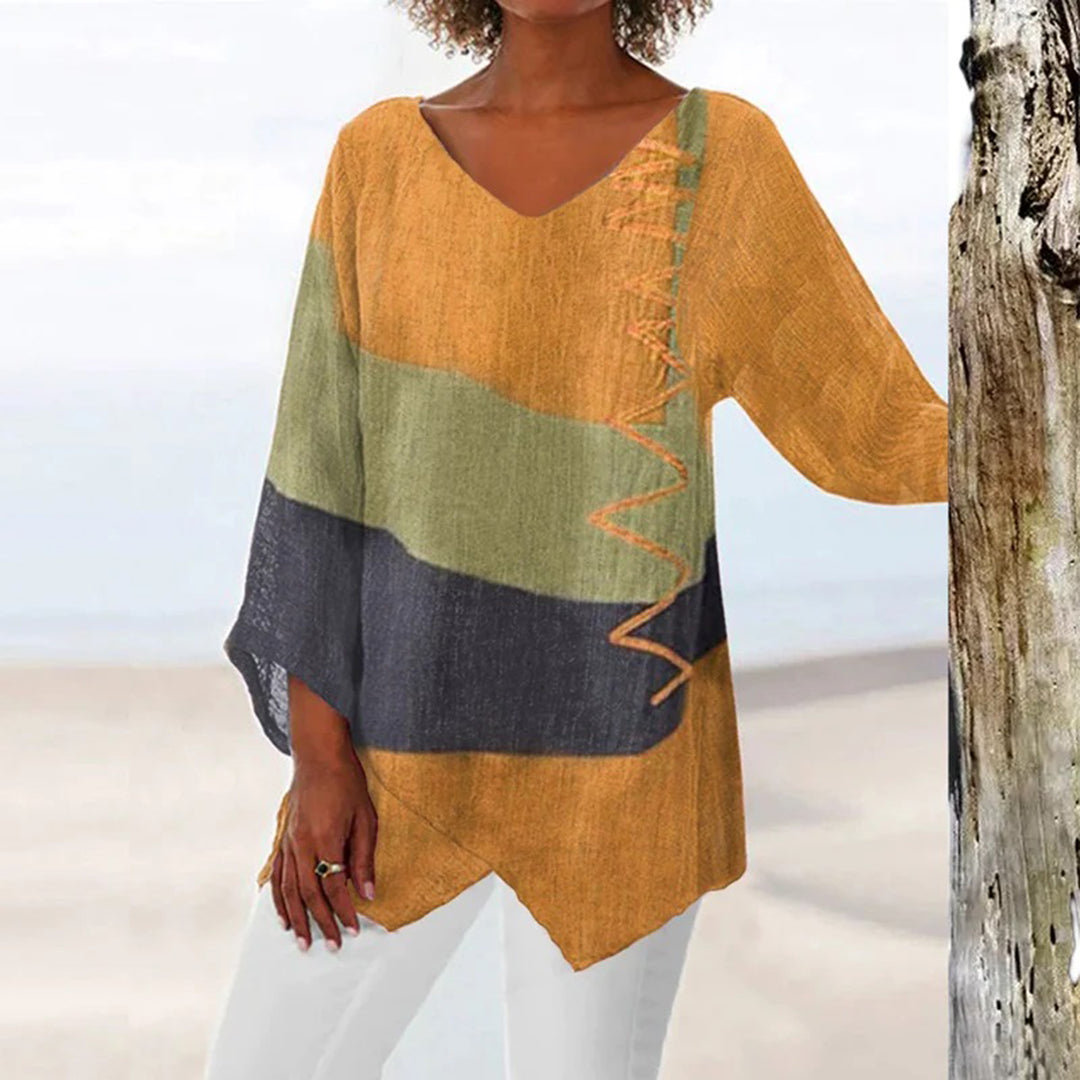 Elegante tunica da donna con seducenti cuciture ondulate per un look elegante e chic