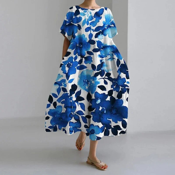 Genova™️ - Abito con Fantasia Floreale Boho