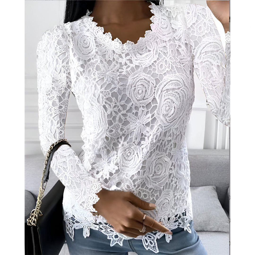 <p>Clarisse - Blusa Elegante con Maniche Lunghe e Raffinati Dettagli in Pizzo</p>