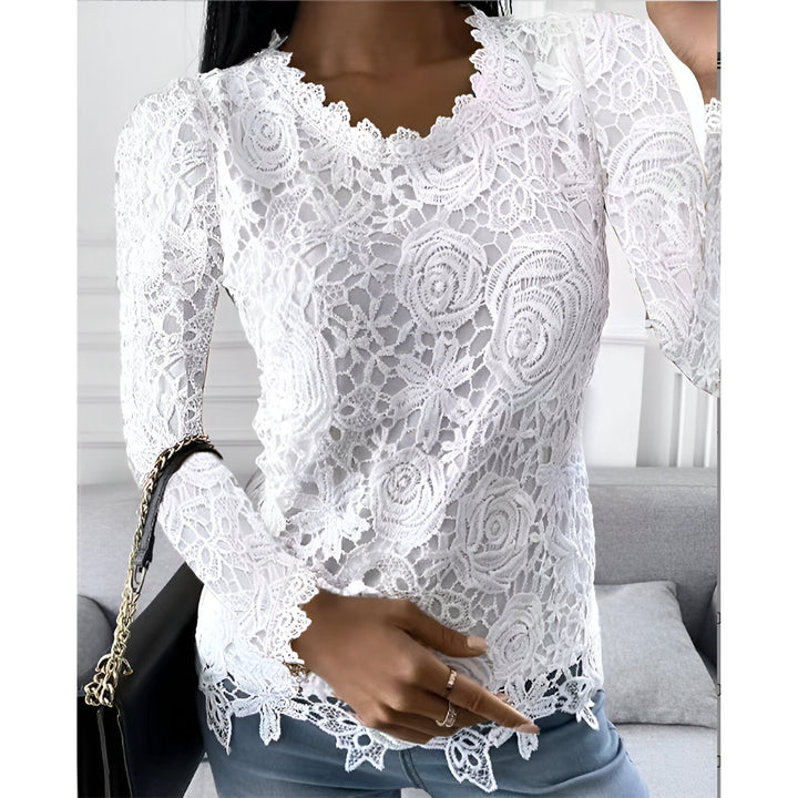 <p>Clarisse - Blusa Elegante con Maniche Lunghe e Raffinati Dettagli in Pizzo</p>