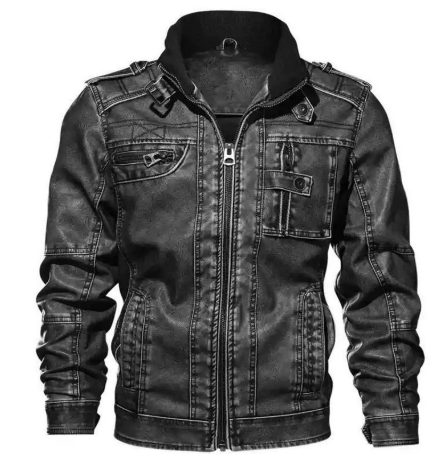 Elegante e calda giacca invernale con zip da uomo in nero classico