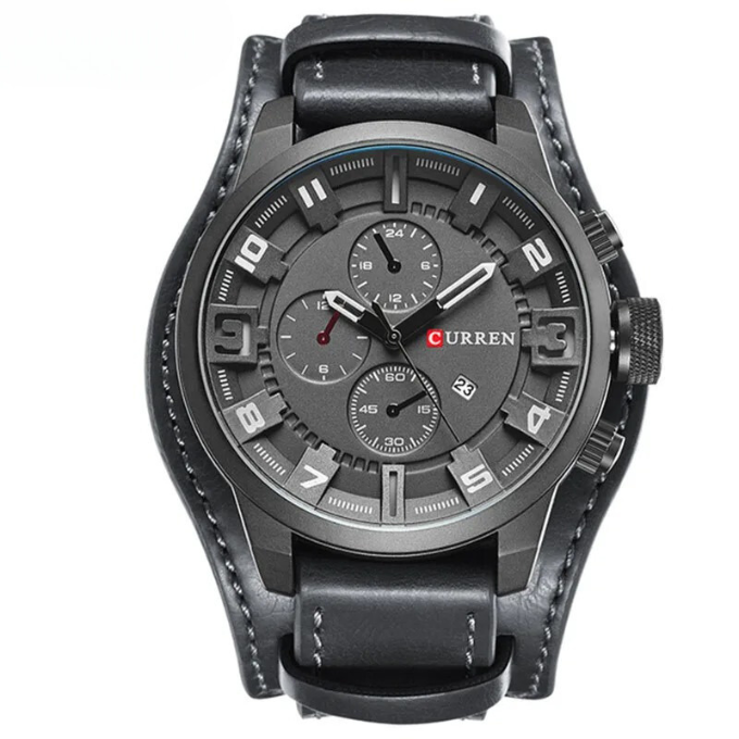 Elegante orologio da uomo con cronografo e cinturino in pelle di lusso