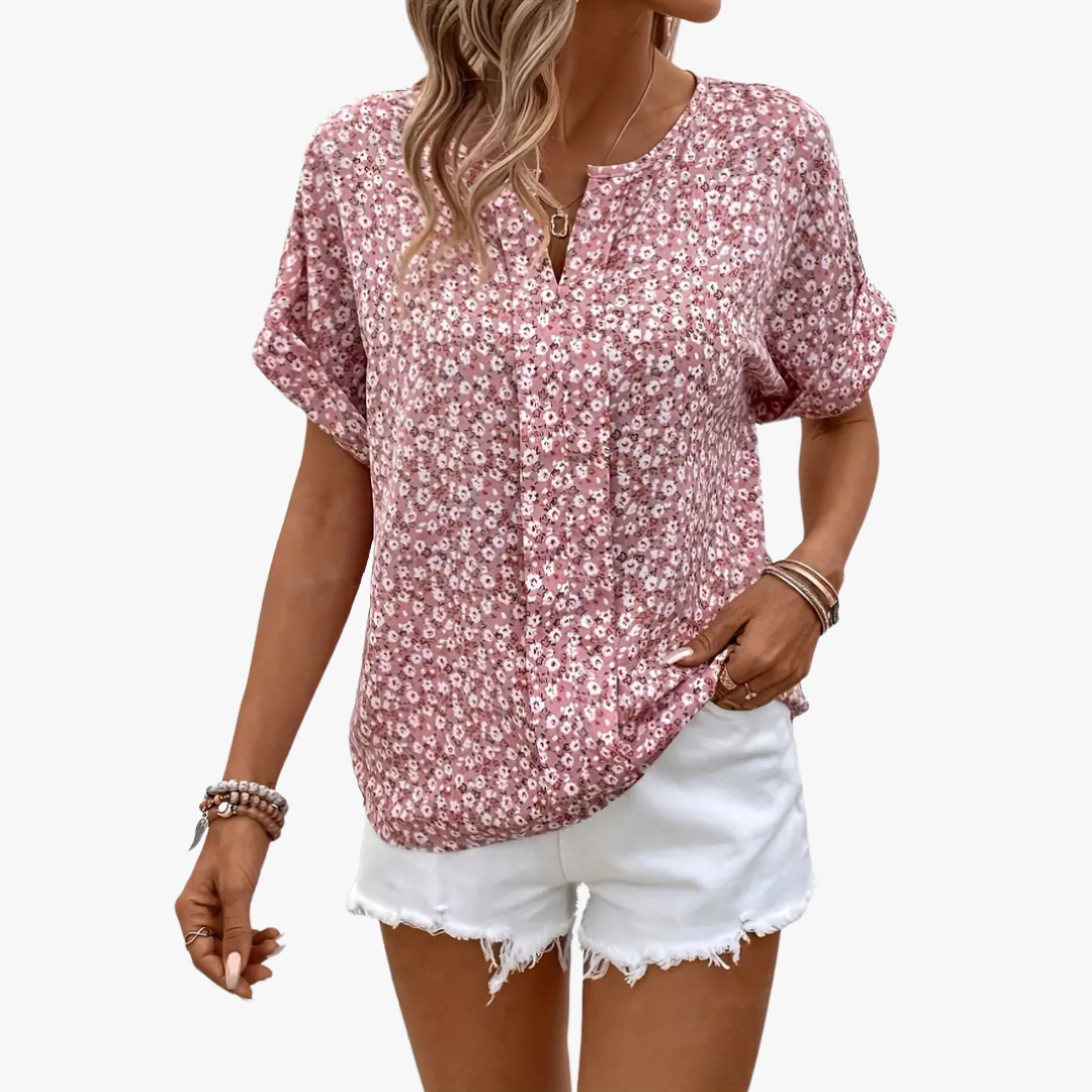 Elegante camicetta da donna con motivo floreale in stile vintage - eleganza e look unico