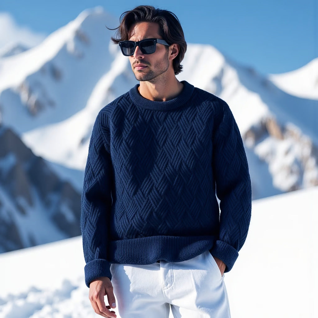 Elegante maglione da uomo in twill di lana - eleganza e comfort per tutti i giorni