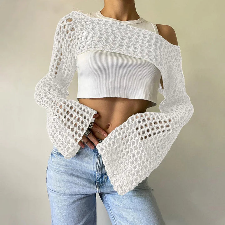 Top da donna alla moda in rete trasparente: una scelta elegante e di classe