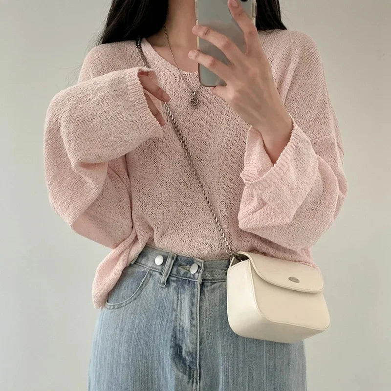 Comodo top a maniche lunghe da donna in stile casual
