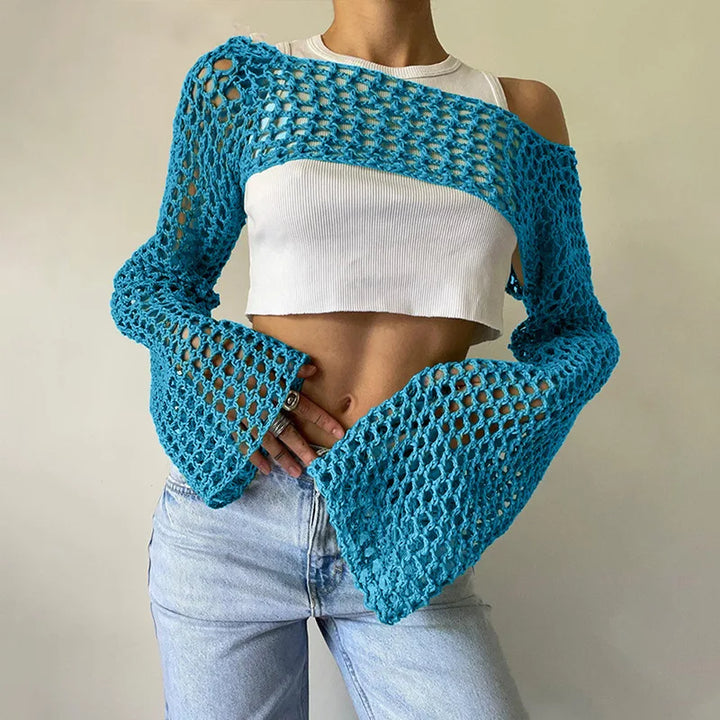 Top da donna alla moda in rete trasparente: una scelta elegante e di classe