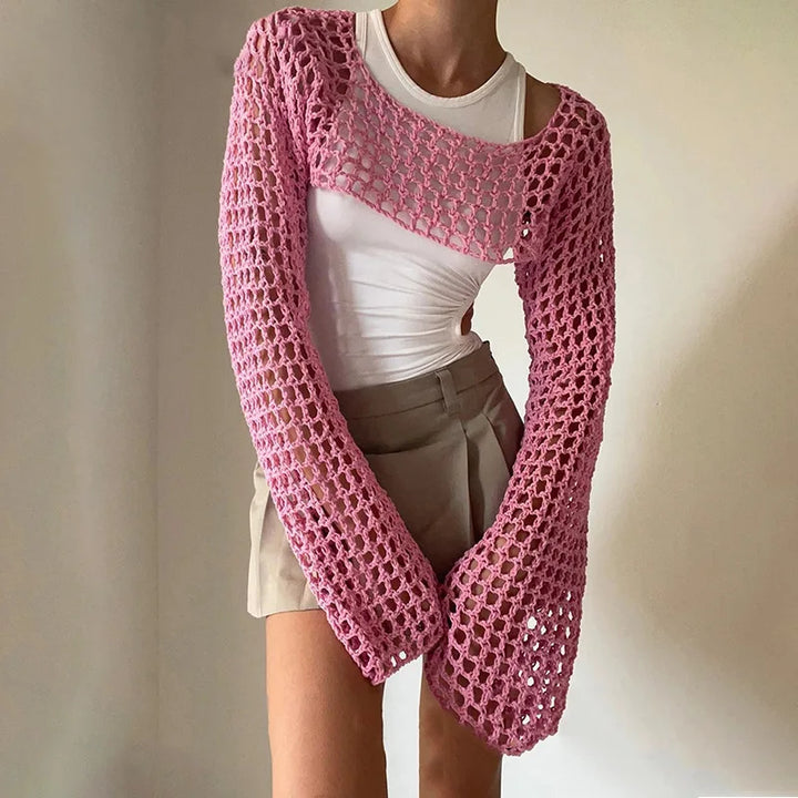Top da donna alla moda in rete trasparente: una scelta elegante e di classe