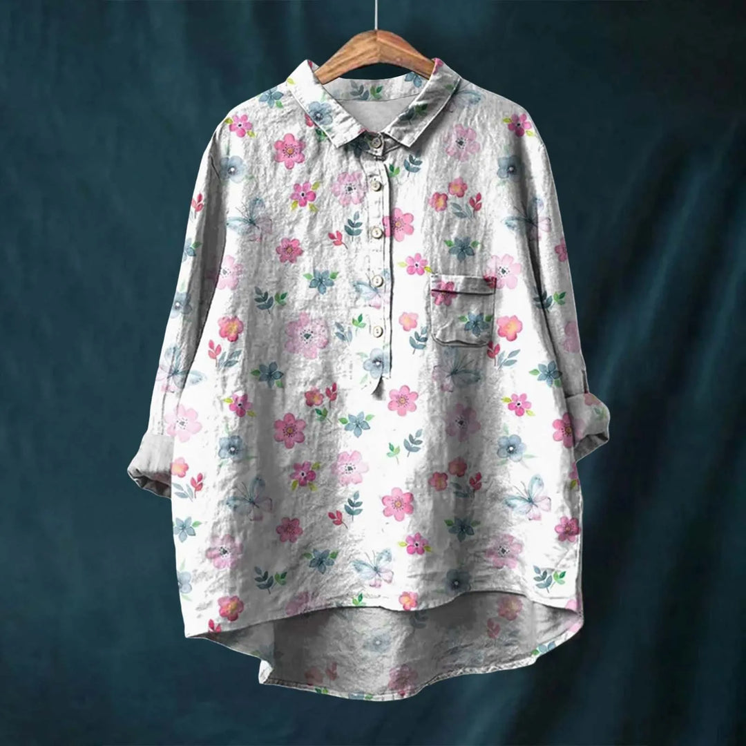 Elegante camicia da donna oversize con motivo floreale: un look versatile e comodo per ogni occasione