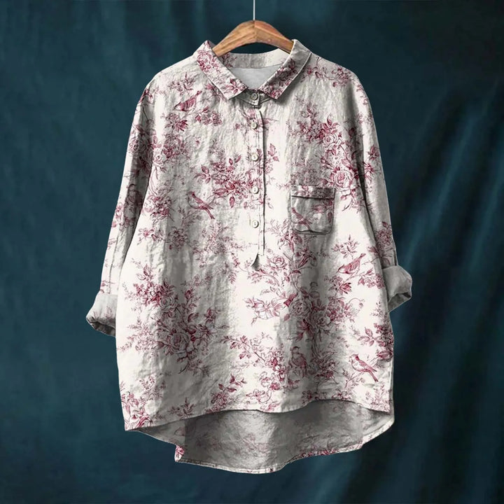 Elegante camicia da donna oversize con motivo floreale: un look versatile e comodo per ogni occasione