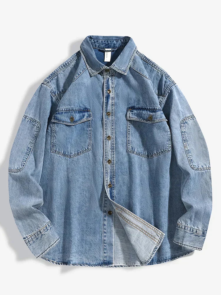 Camicia da uomo in denim a maniche lunghe - stile elegante e duraturo per ogni occasione