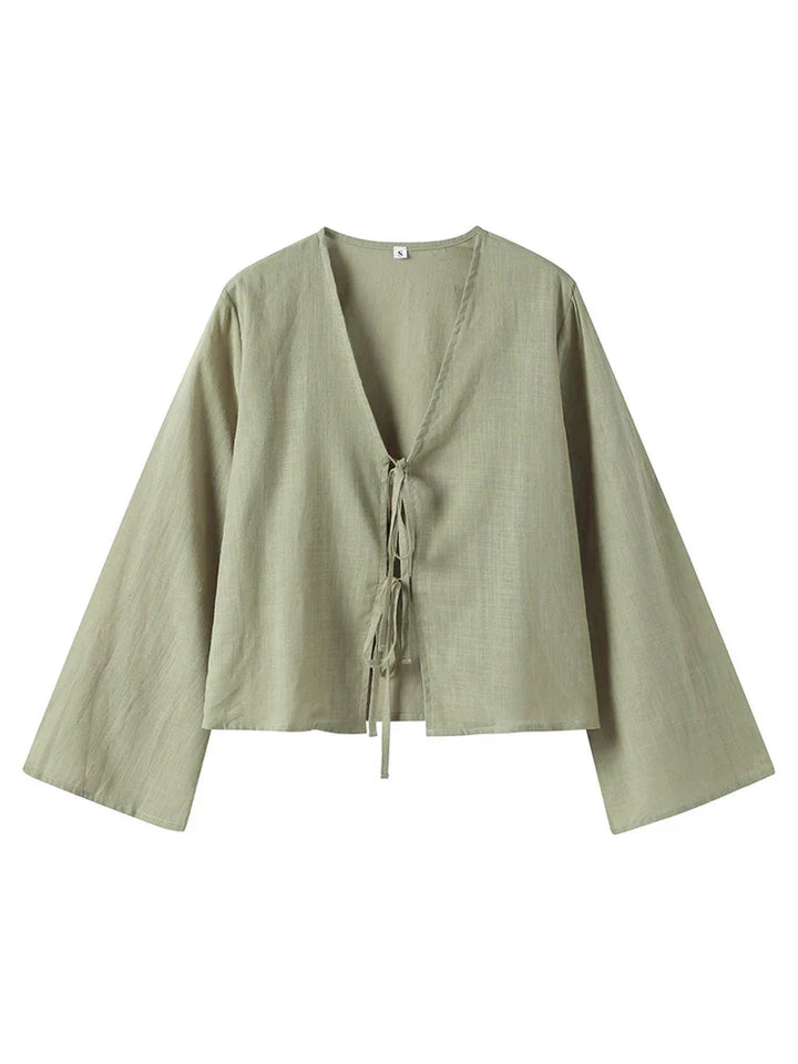 Giorgia - Elegante Blouse met Vetersluiting en Lange Mouwen
