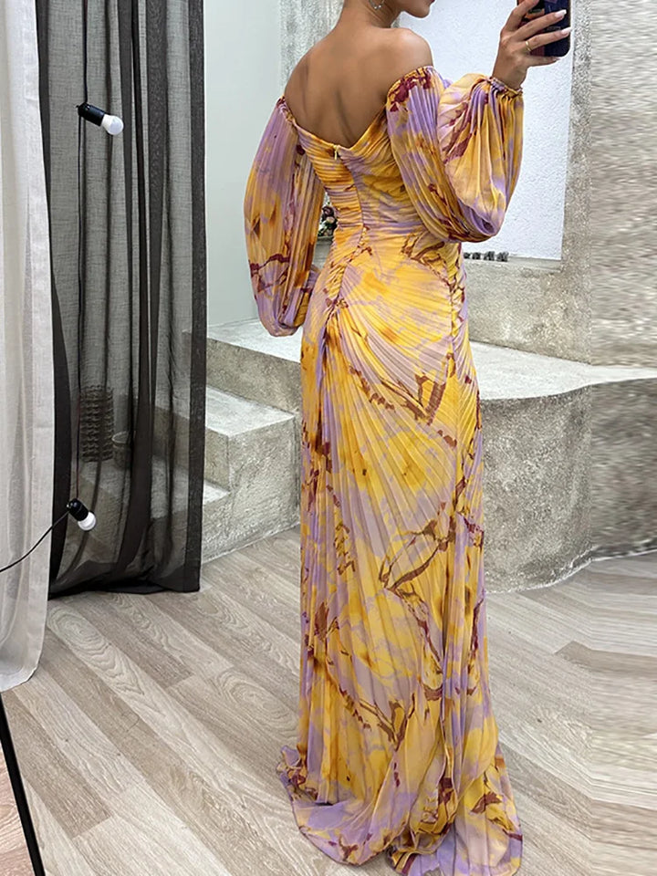 <html>Idony - Elegante Maxi Abito con Raffinate Maniche a Palloncino</html>