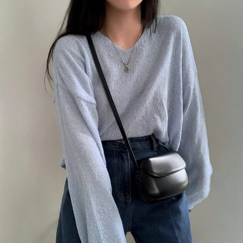 Comodo top a maniche lunghe da donna in stile casual