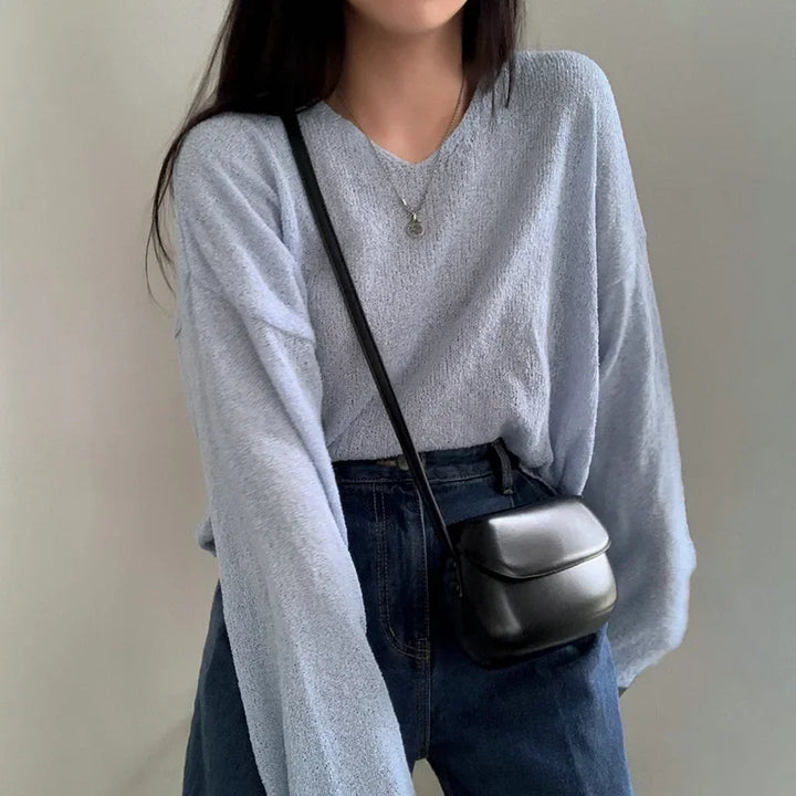 Comodo top a maniche lunghe da donna in stile casual
