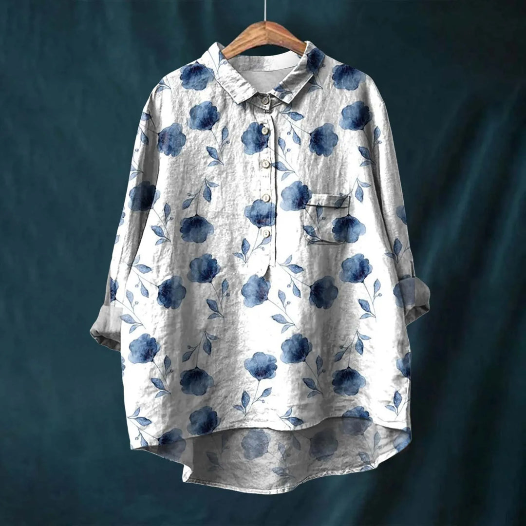 Elegante camicia da donna oversize con motivo floreale: un look versatile e comodo per ogni occasione
