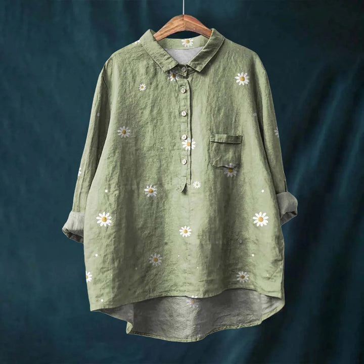 Elegante camicia da donna oversize con motivo floreale: un look versatile e comodo per ogni occasione