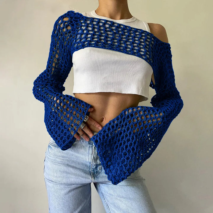 Top da donna alla moda in rete trasparente: una scelta elegante e di classe