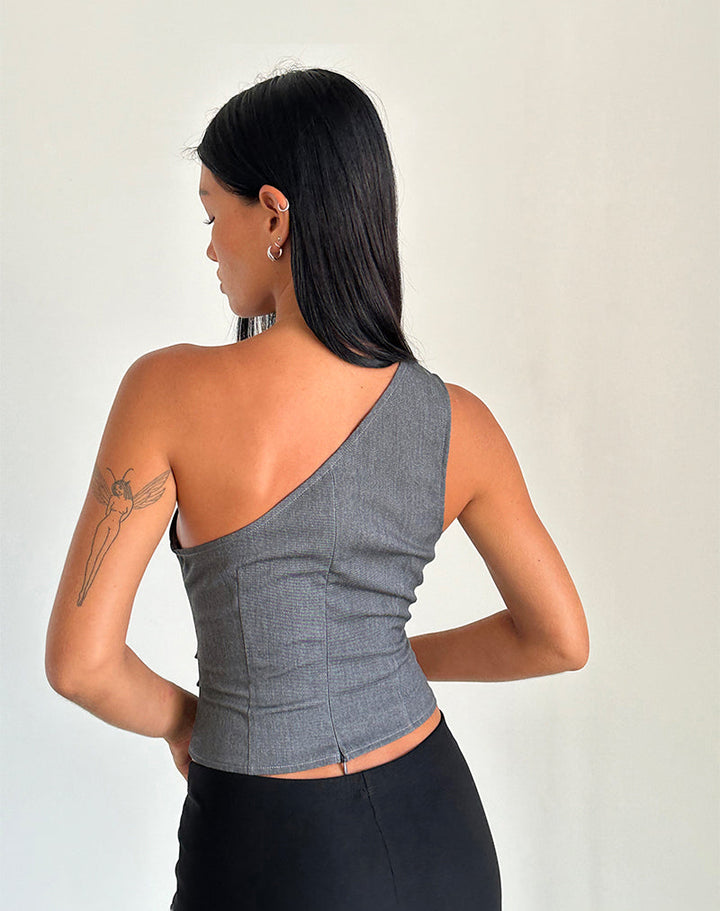 Imani - Top Trendy a Spalla Unica con Elegante Fascia in Vita
