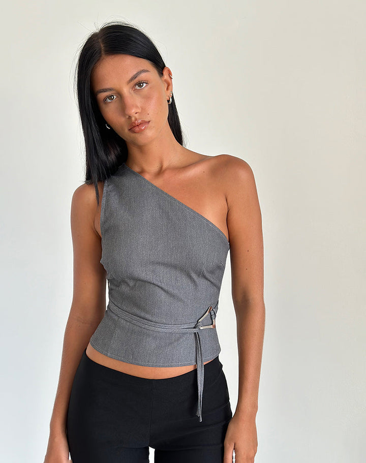 Imani - Top Trendy a Spalla Unica con Elegante Fascia in Vita