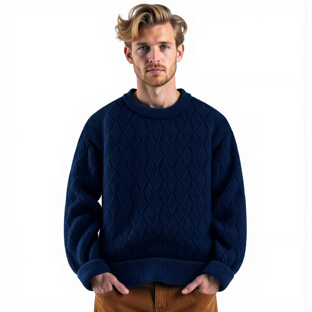 Elegante maglione da uomo in twill di lana - eleganza e comfort per tutti i giorni