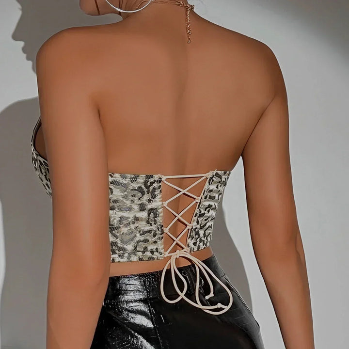 Githa - Top Corsetto con Stampa Leopardata alla Moda per un Look D'impatto