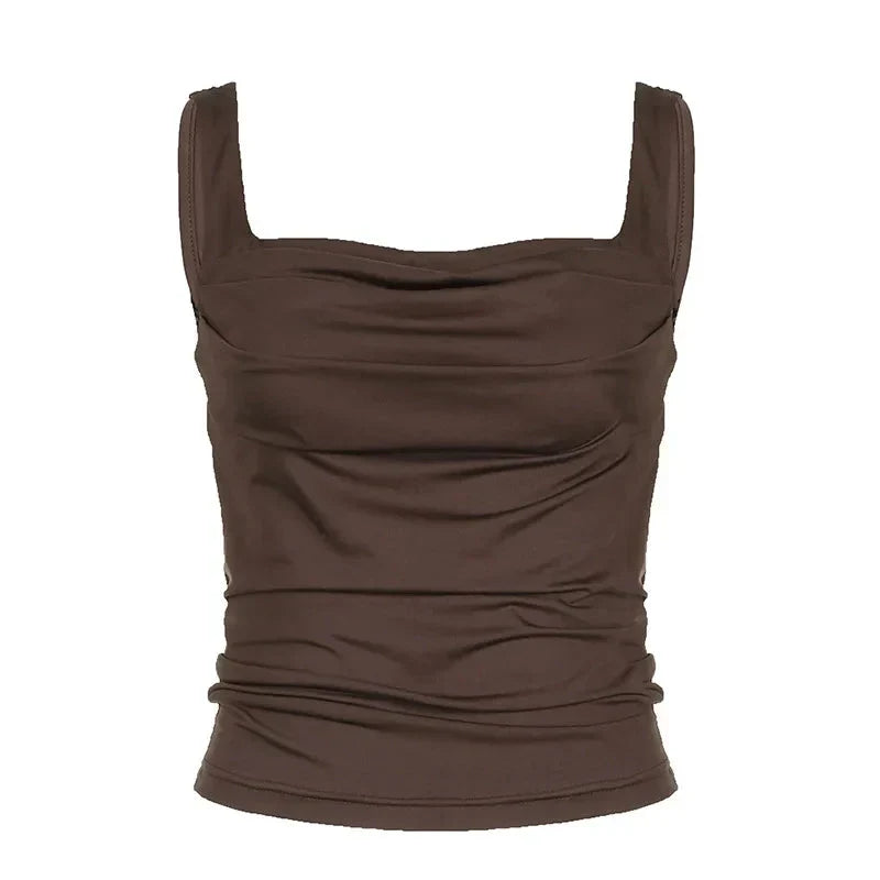 Gersha - Elegante Top Marrone Pieghettata per un Look Senza Tempo