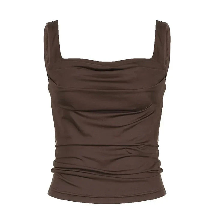 Gersha - Elegante Top Marrone Pieghettata per un Look Senza Tempo