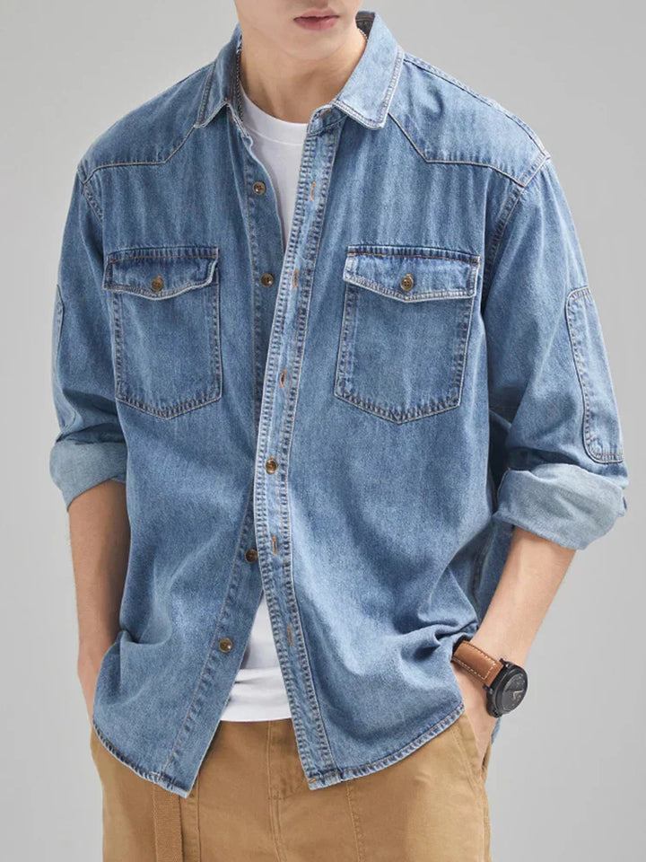 Camicia da uomo in denim a maniche lunghe - stile elegante e duraturo per ogni occasione