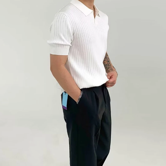 Elegante polo da uomo in cotone con design alla moda di Firenze