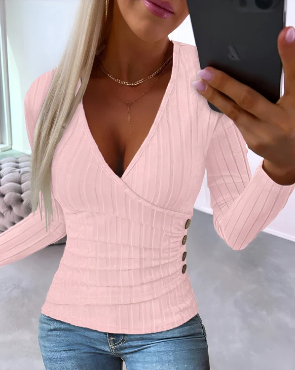 Leandra – Stijlvolle Top met Elegante V-hals