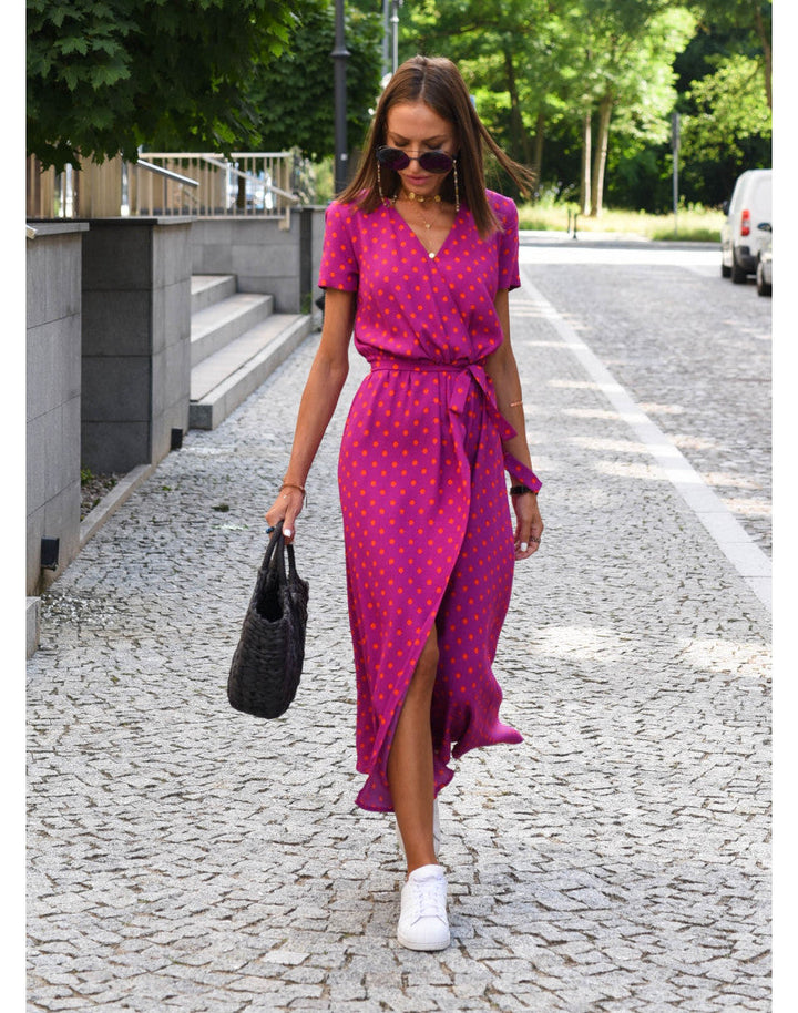 Rina™ - Abito con Stampa Floreale e Scollo a V a Maniche Corte