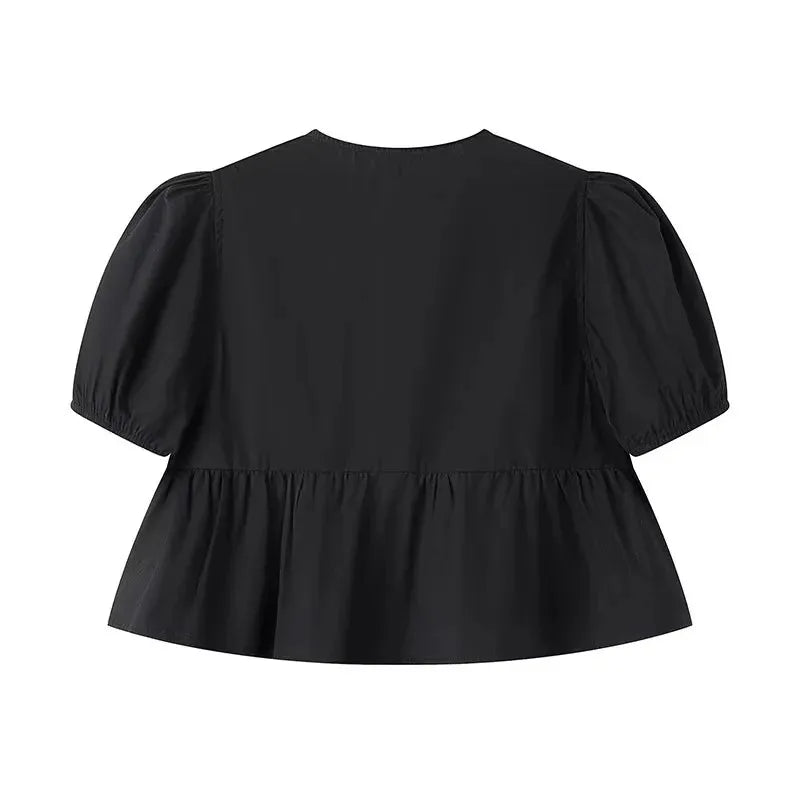 <p>Lisse - Top corto casual elegante in un lussuoso mix di cotone comodo</p>