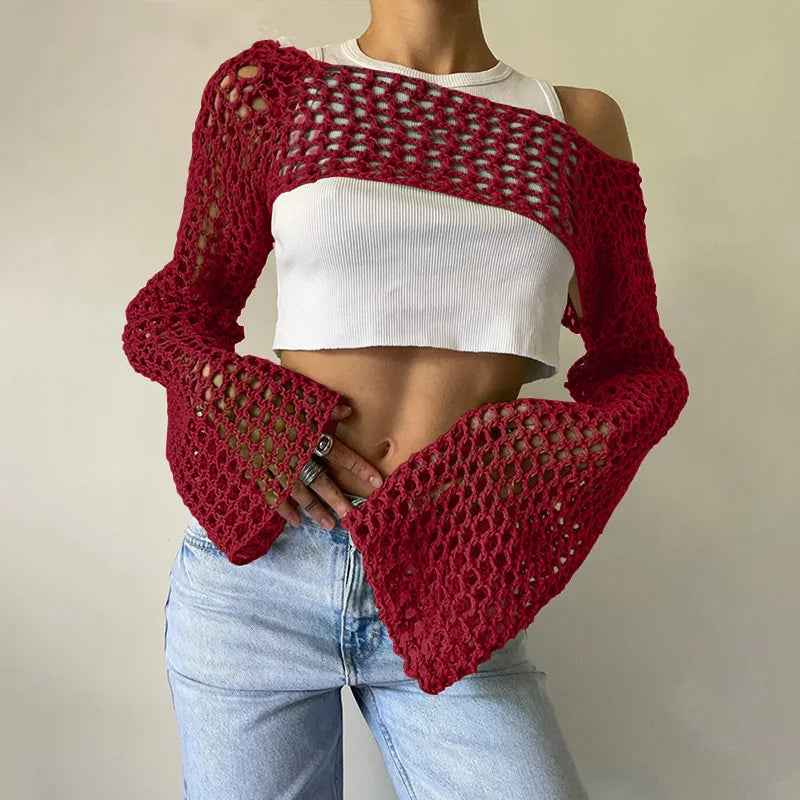 Top da donna alla moda in rete trasparente: una scelta elegante e di classe