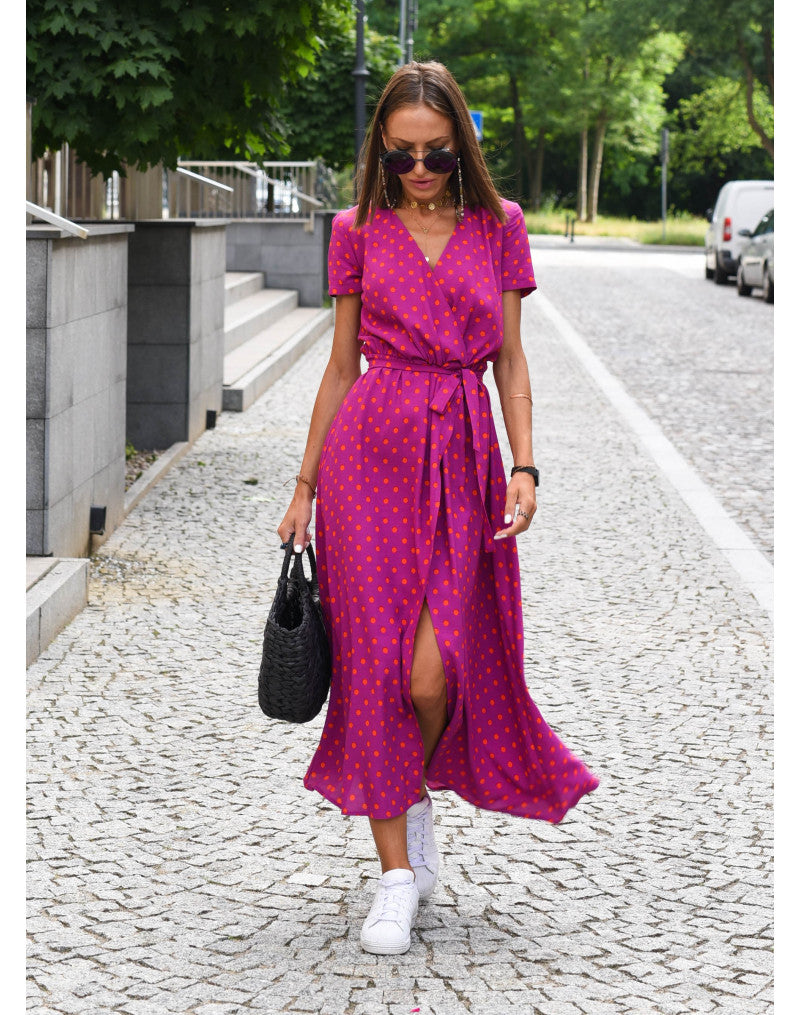 Rina™ - Abito con Stampa Floreale e Scollo a V a Maniche Corte