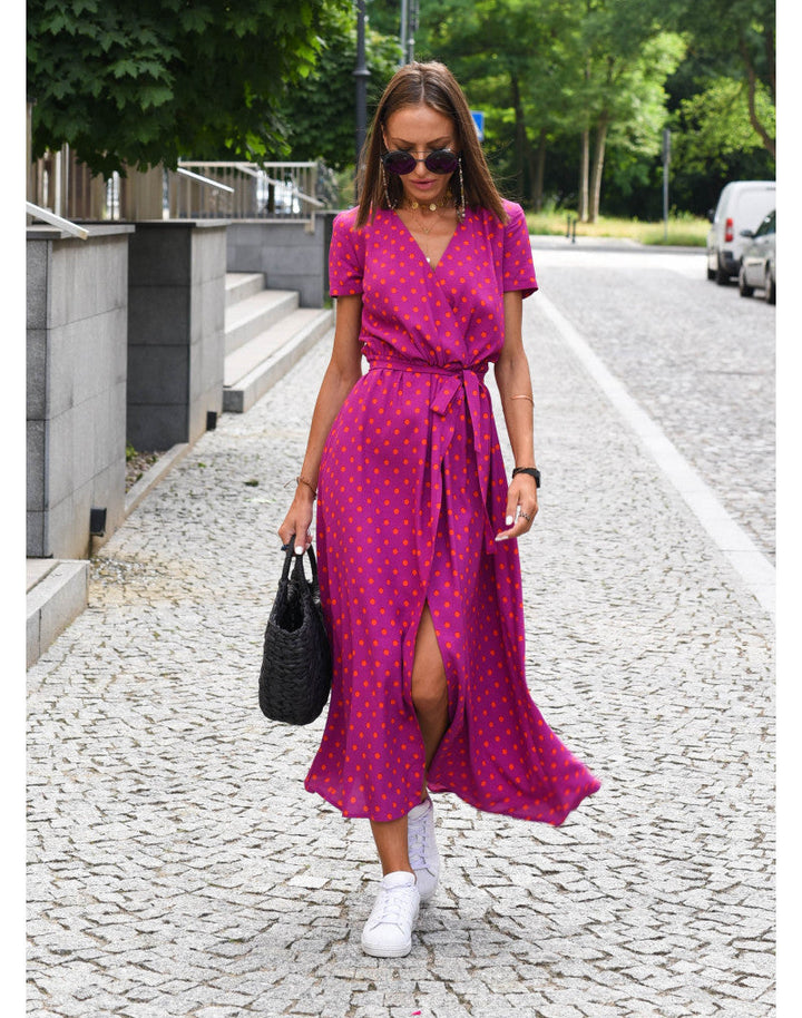 Rina™ - Abito con Stampa Floreale e Scollo a V a Maniche Corte