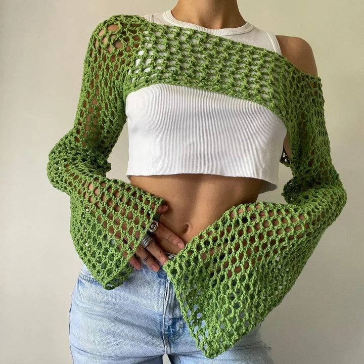 Top da donna alla moda in rete trasparente: una scelta elegante e di classe
