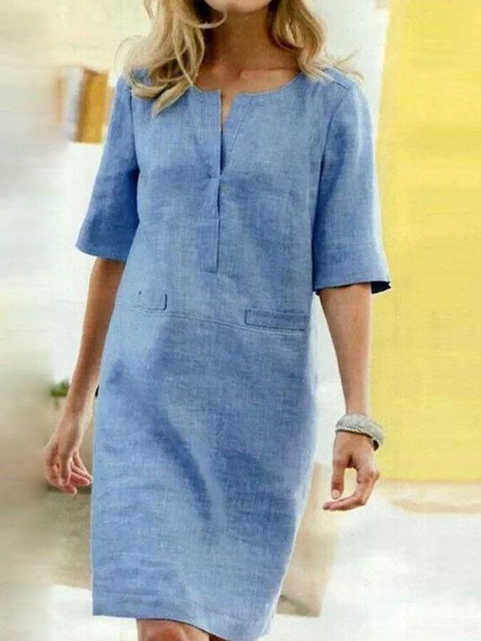 <html><body><p>Anais - Elegante Abito in Cotone e Lino con Raffinati Maniche Corte</p></body></html>