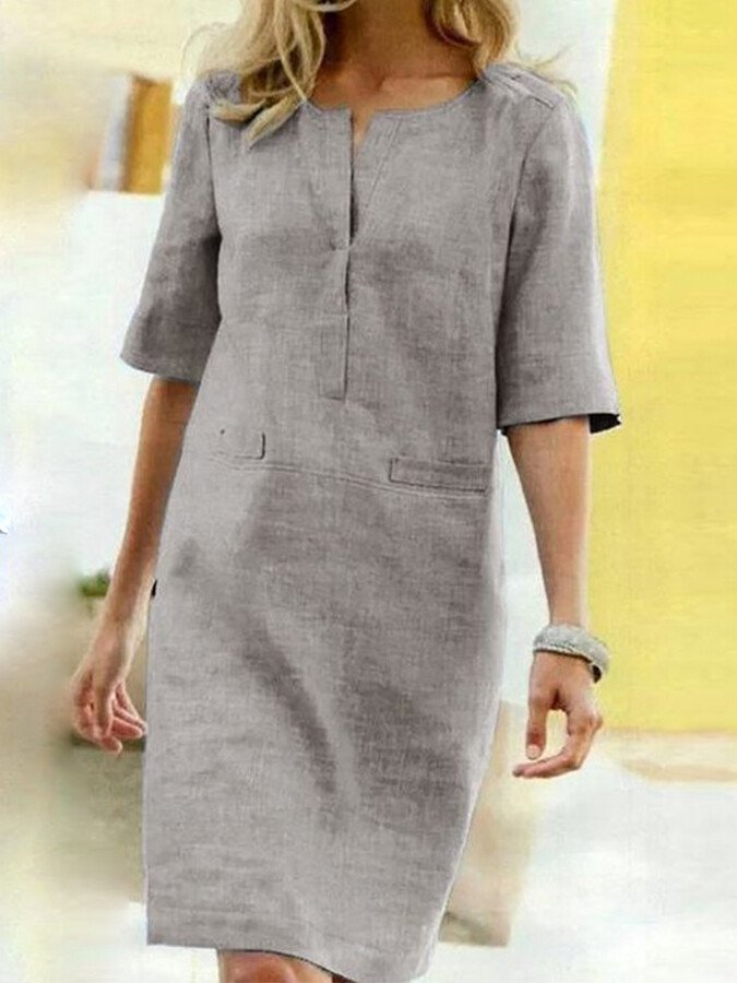 <html><body><p>Anais - Elegante Abito in Cotone e Lino con Raffinati Maniche Corte</p></body></html>