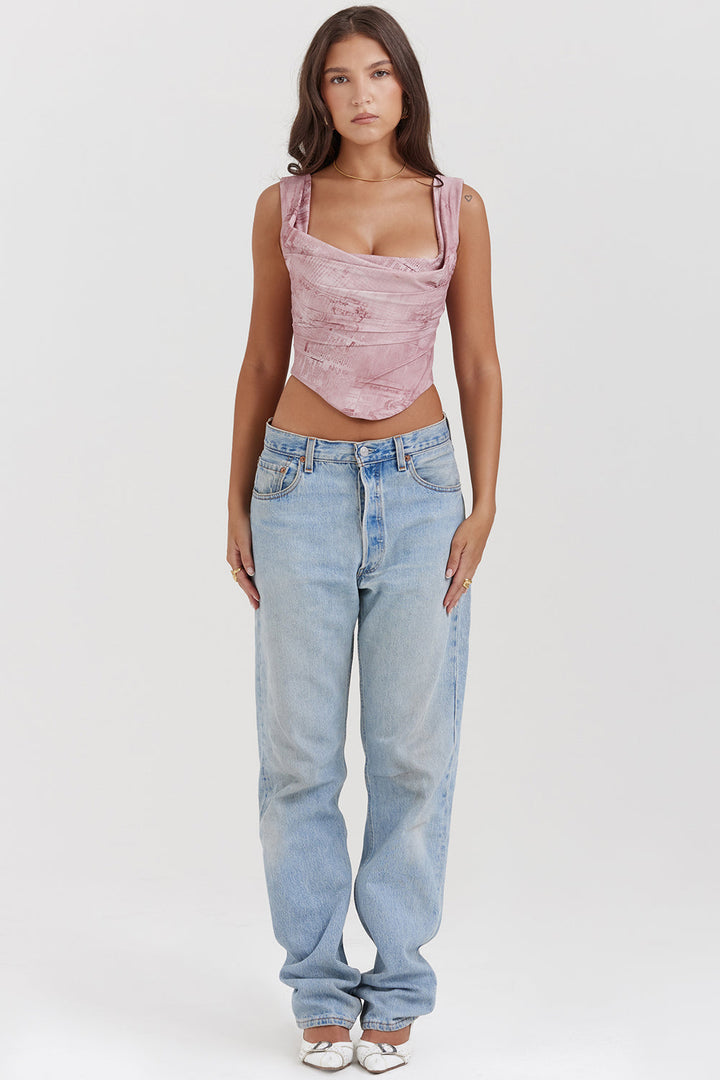 Havinea - Corsetto Rosa Trendy con Stampa