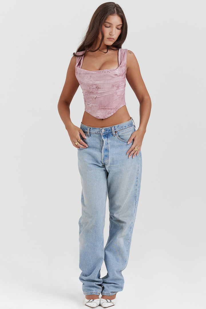 Havinea - Corsetto Rosa Trendy con Stampa
