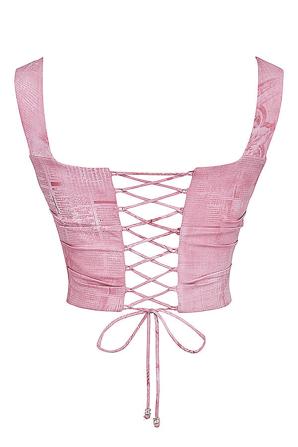 Havinea - Corsetto Rosa Trendy con Stampa