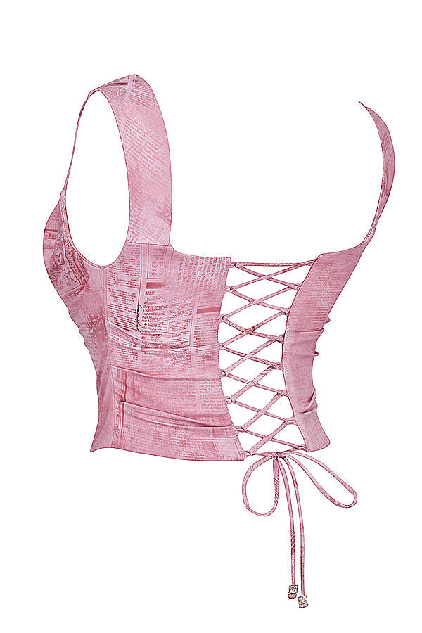 Havinea - Corsetto Rosa Trendy con Stampa