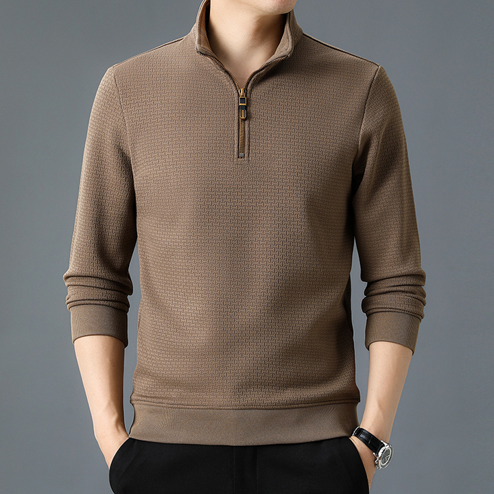 Elegante maglione da uomo in maglia con zip: un'opzione elegante e confortevole per le giornate fredde