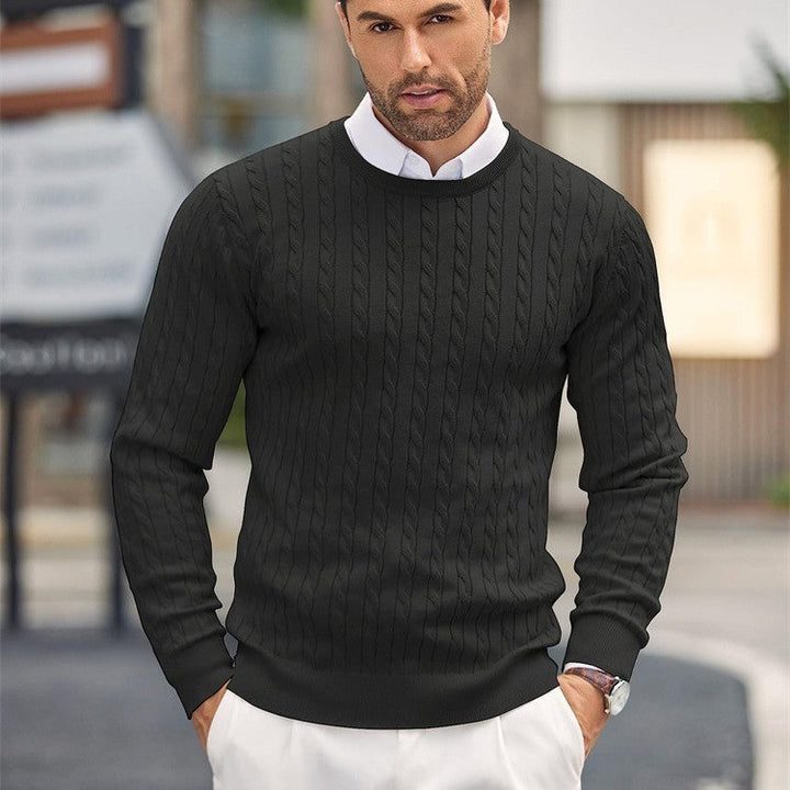 Elegante maglione da uomo a maglia fine con scollo rotondo: un'aggiunta versatile ed elegante a qualsiasi abbigliamento