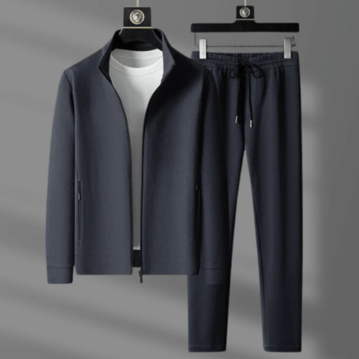 Elegante set da uomo in due pezzi con zip e pratiche tasche